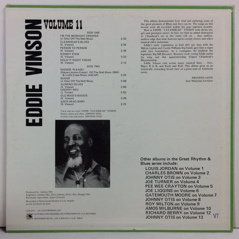 VINSON “CLEAN HEAD” EDDIE :  GREAT RHYTHM & BLUES OLDIES  1977 BLUES BLUES SPECTRUM  kansi  VG+ levy  EX-