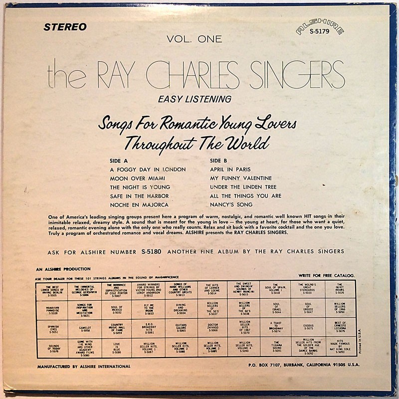 Ray Charles Singers 1960 S-5179 for romantic young lovers everywhere Used LP