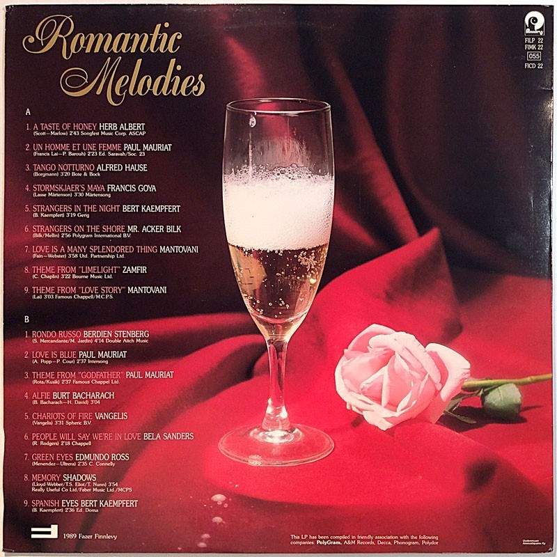 Alfred Hause, Paul Mauriat, Herb Alpert..: Romantic Melodies: 18 Instrumental Hits  EX / EX ilmainen tuote bonus LP:nä