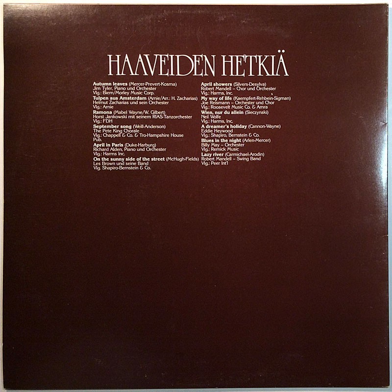 Various hämyhetkien säveliä 1980’s 76.30 824-08-2 Haaveiden hetkiä Used LP
