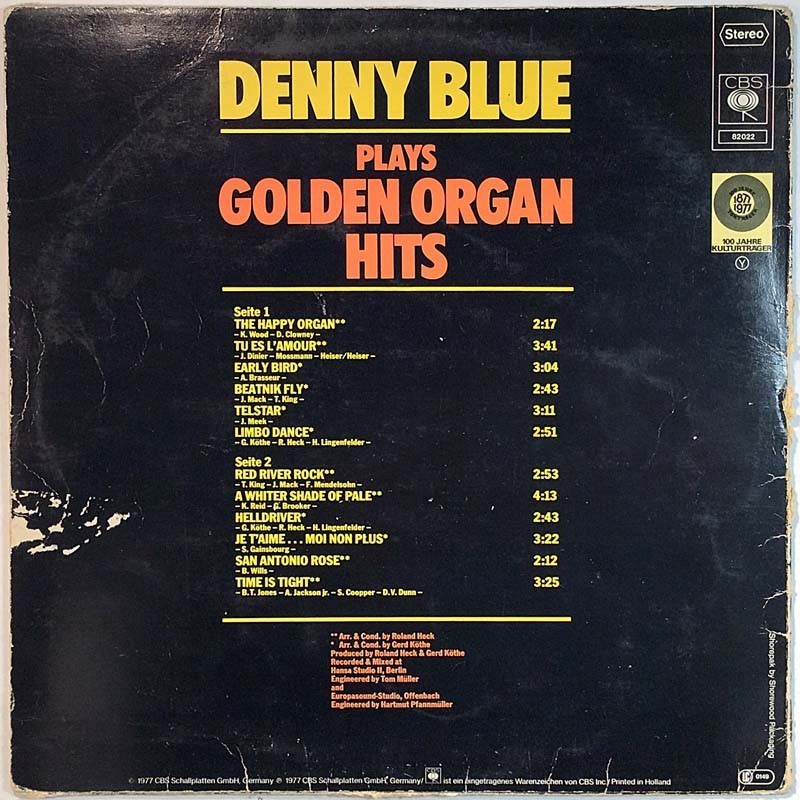 Blue Denny 1977 82022 Plays golden organ hits Used LP