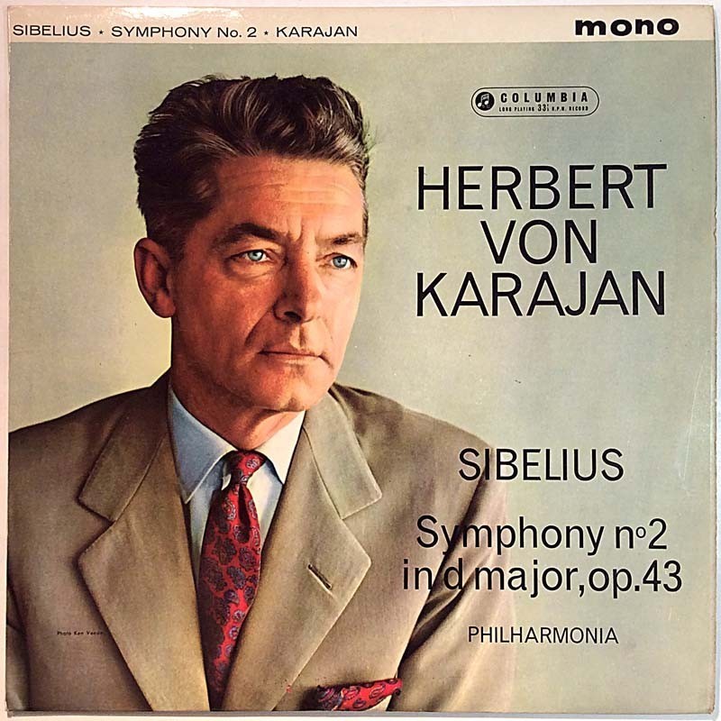 Sibelius Jean, Herbert von Karajan: Sibelius Symphony No. 2  EX- / G+ ilmainen tuote bonus LP:nä