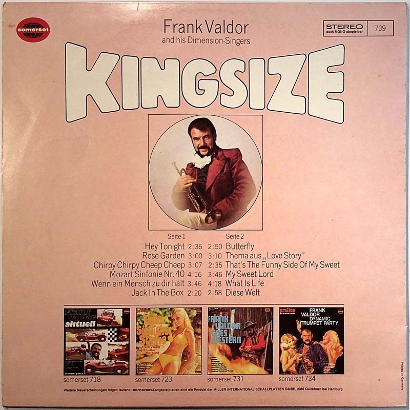 Valdor Frank: King Size  VG+ / VG+ ilmainen tuote bonus LP:nä