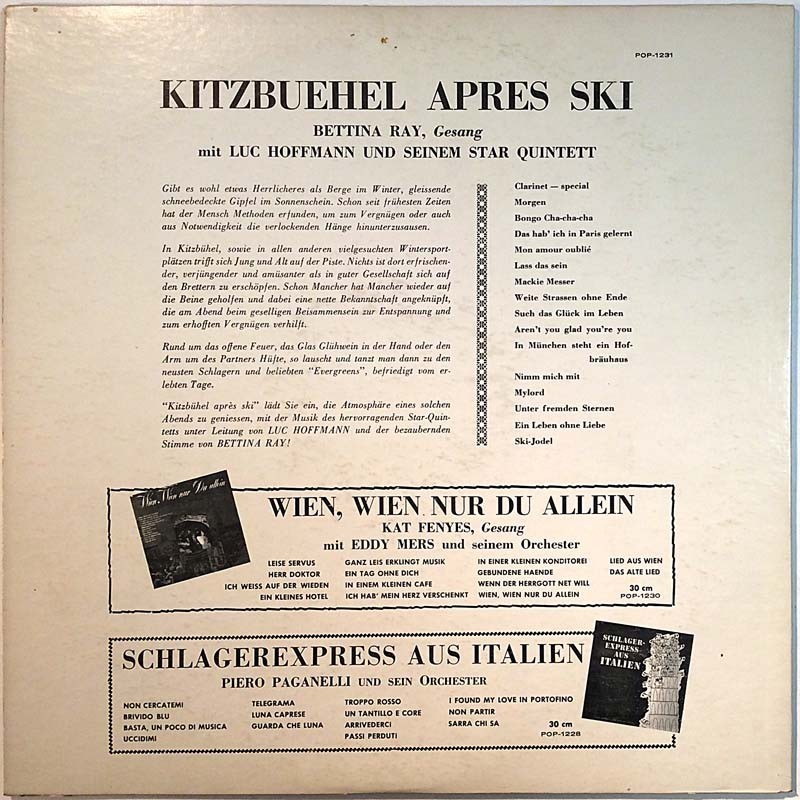 Luc Hoffmann Und Sein Quintett: Kitzbühel Après Ski  kansi VG levy VG Käytetty LP