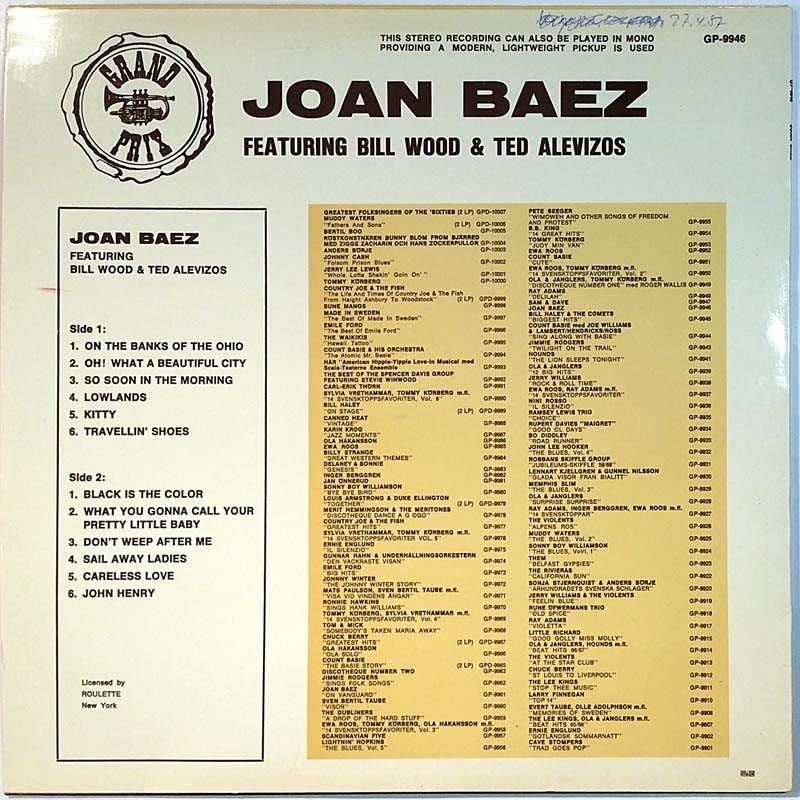 Baez Joan: The Best Of Joan Baez  kansi VG+ levy EX Käytetty LP