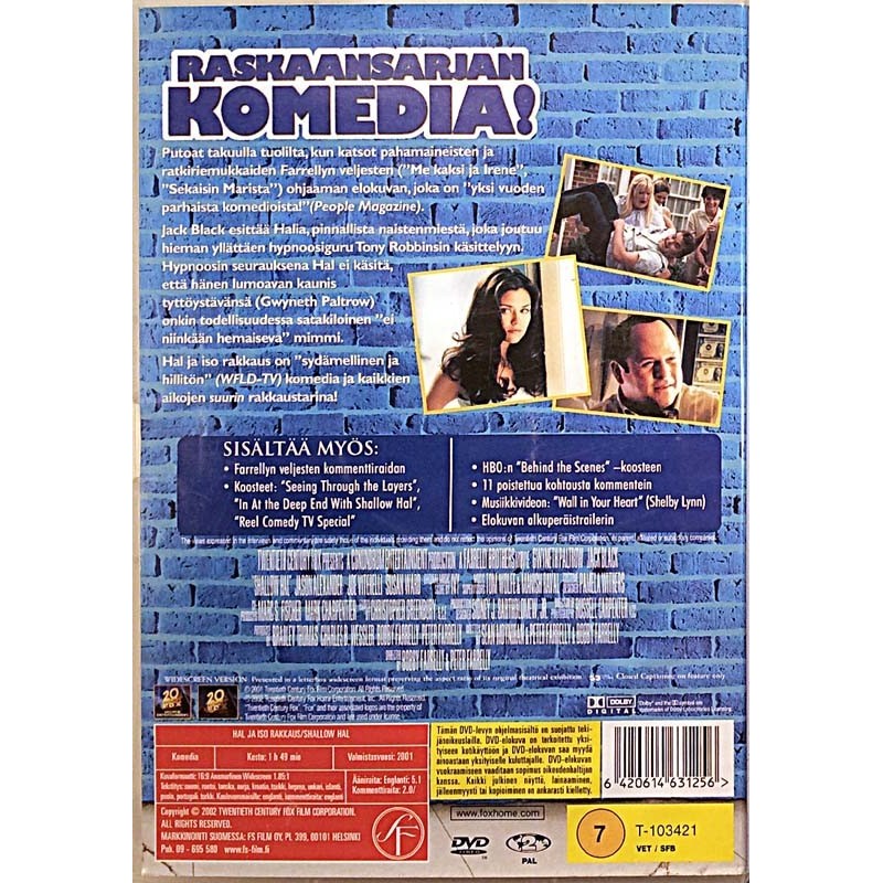 DVD - Elokuva 2001 F1-SFI 22971-58 Hal ja ISO Rakkaus Used DVD