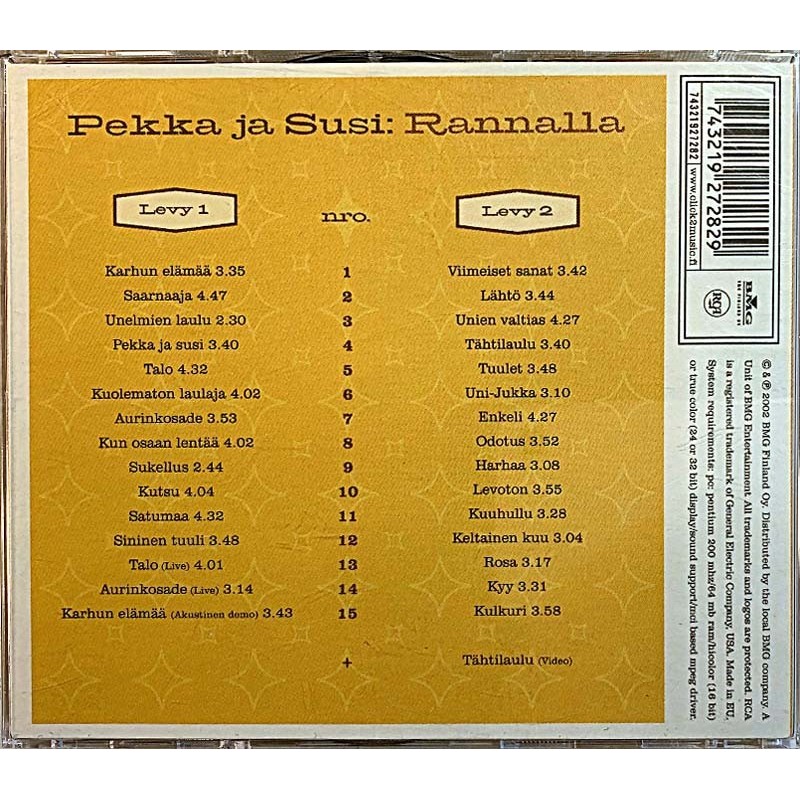Pekka Ja Susi: Rannalla 2CD  kansi EX levy EX Käytetty CD