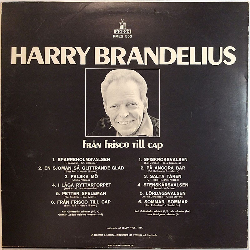 Brandelius Harry: Från Frisco Till Cap  kansi EX levy VG+ Käytetty LP