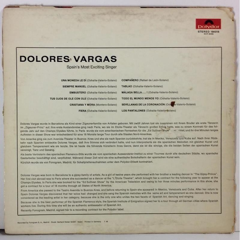 VARGAS DOLORES DOLORES VARGAS - Käytetty LP