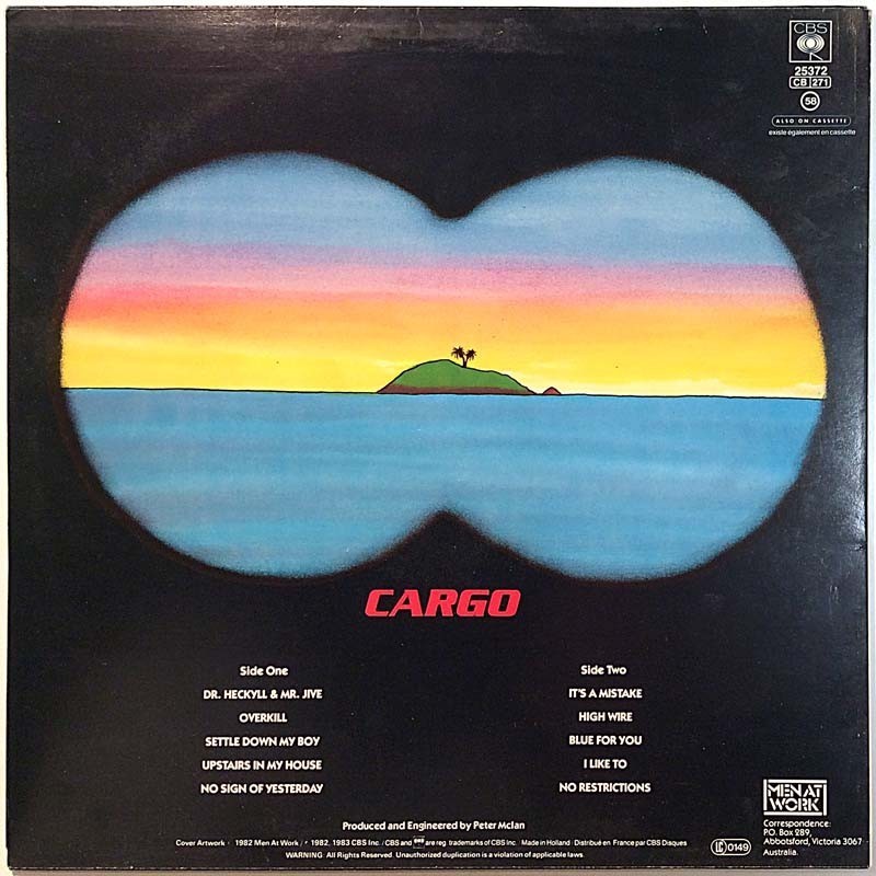 Men At Work 1983 CBS 25372 Cargo Used LP