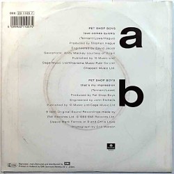 Pet Shop Boys: Love Comes Quickly / That's My Impression  kansi EX- levy VG käytetty vinyylisingle