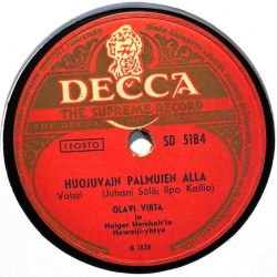 Virta Olavi 1952 SD 5184 Huojuvain palmujen alla / Sanoja vain shellac 78 rpm record