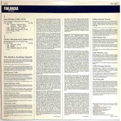Sibelius Jean - Dmitri Shostakovich 1982 FA 324 Voces intimae - String Quartet No. 14 Used LP
