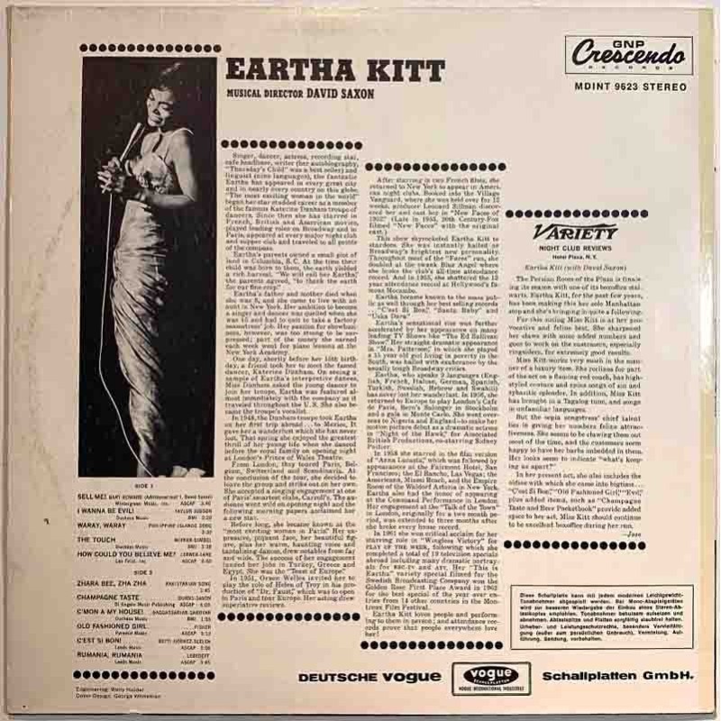 Kitt Eartha 1965 MDINT 9623 In person at the Plaza Used LP