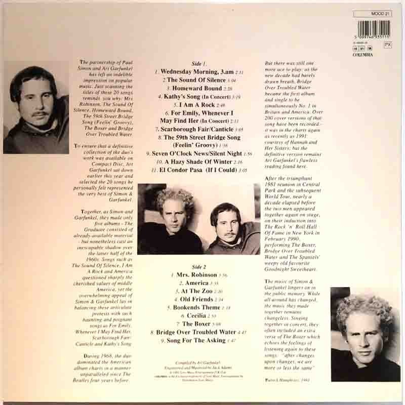 Simon & Garfunkel 1991 MOOD 21 The Definitive Simon and Garfunkel Used LP