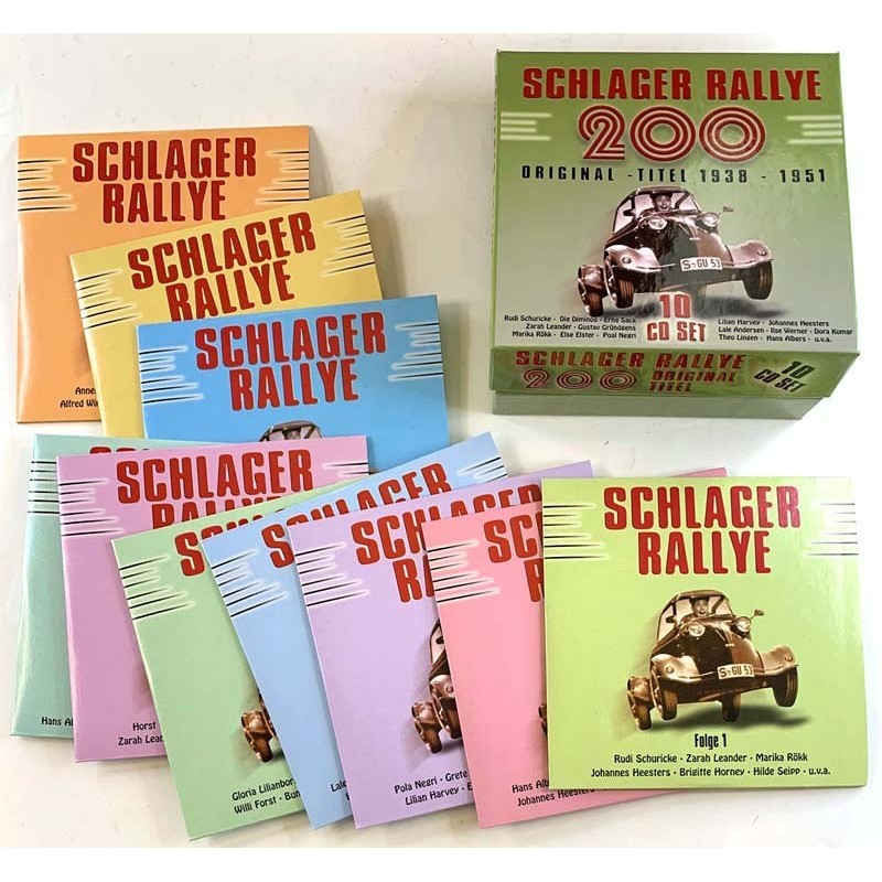 Zarah Leander, Rudi Schuricke ym.: Schlager Rallye 200 Original Titel 1938 - 1951 10CD  kansi EX levy EX Käytetty CD