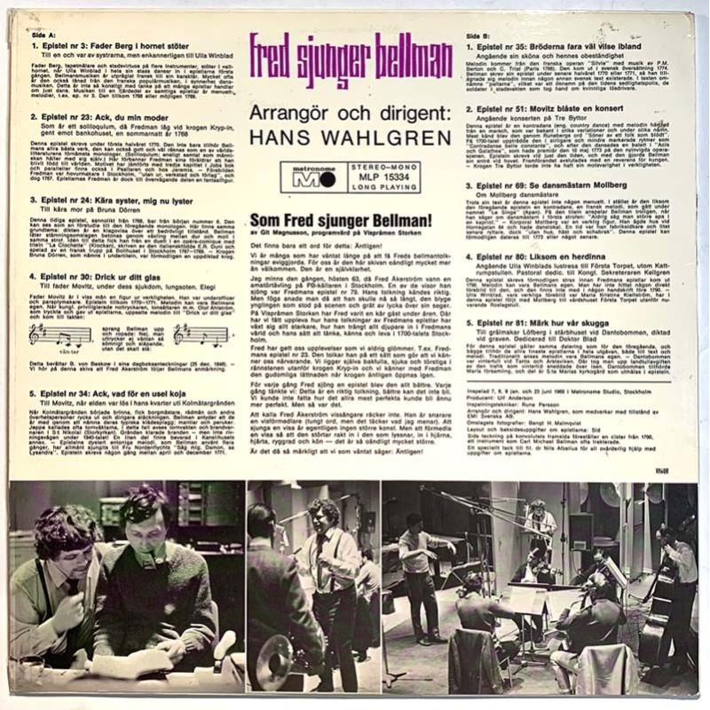Fred: Fred Sjunger Bellman  kansi EX- levy EX- Käytetty LP