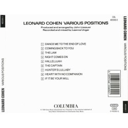 COHEN LEONARD :  VARIOUS POSITIONS  1984 70L COLUMBIA tuotelaji: CD