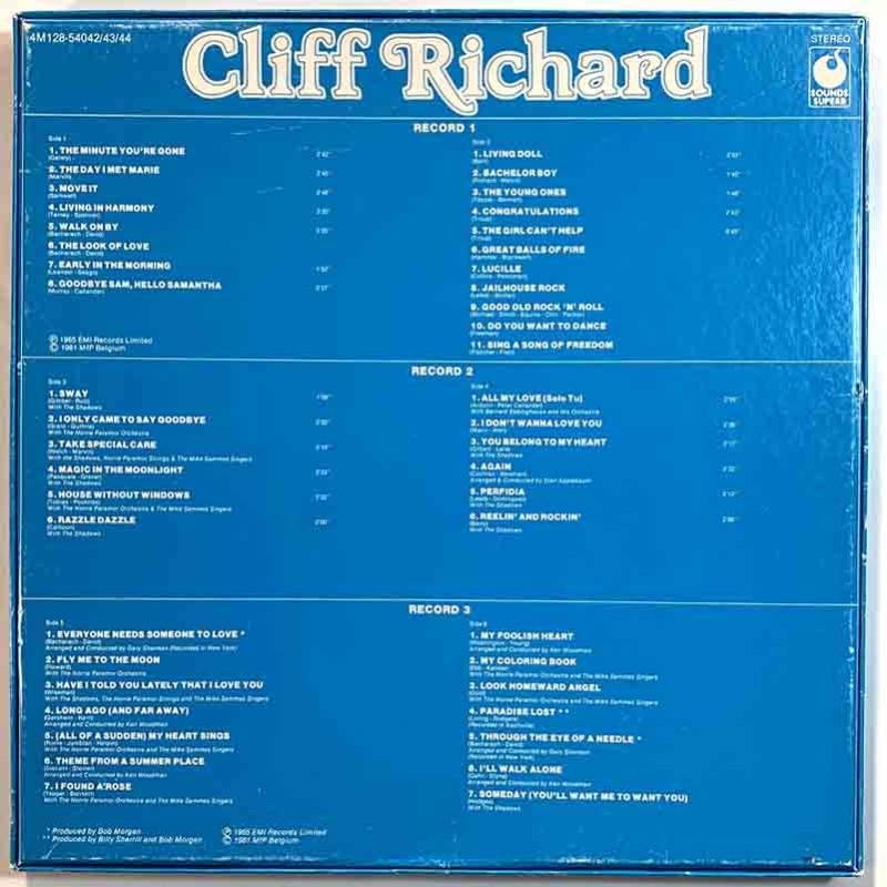 Richard Cliff: Cliff Richard 3LP  kansi EX- levy EX LP