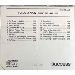 Anka Paul: Greatest Hits Live  kansi EX levy EX Käytetty CD
