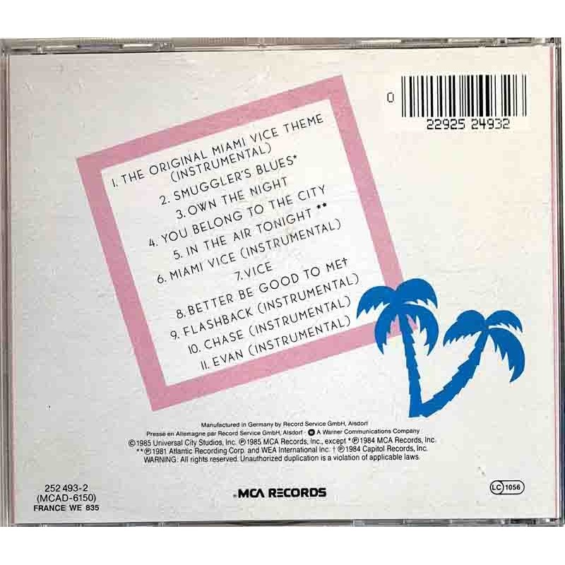 Jan Hammer, Glenn Frey ym.: Miami Vice  kansi EX levy EX Käytetty CD