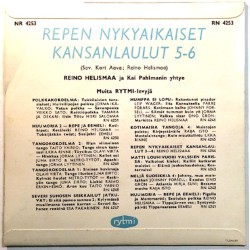 Helismaa Reino: Repen Nykyaikaiset kansanlaulut 5-6  kansi EX- levy EX- käytetty vinyylisingle