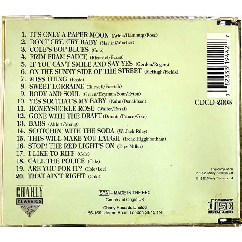 Cole Nat King CD Trio Days  kansi EX levy EX CD
