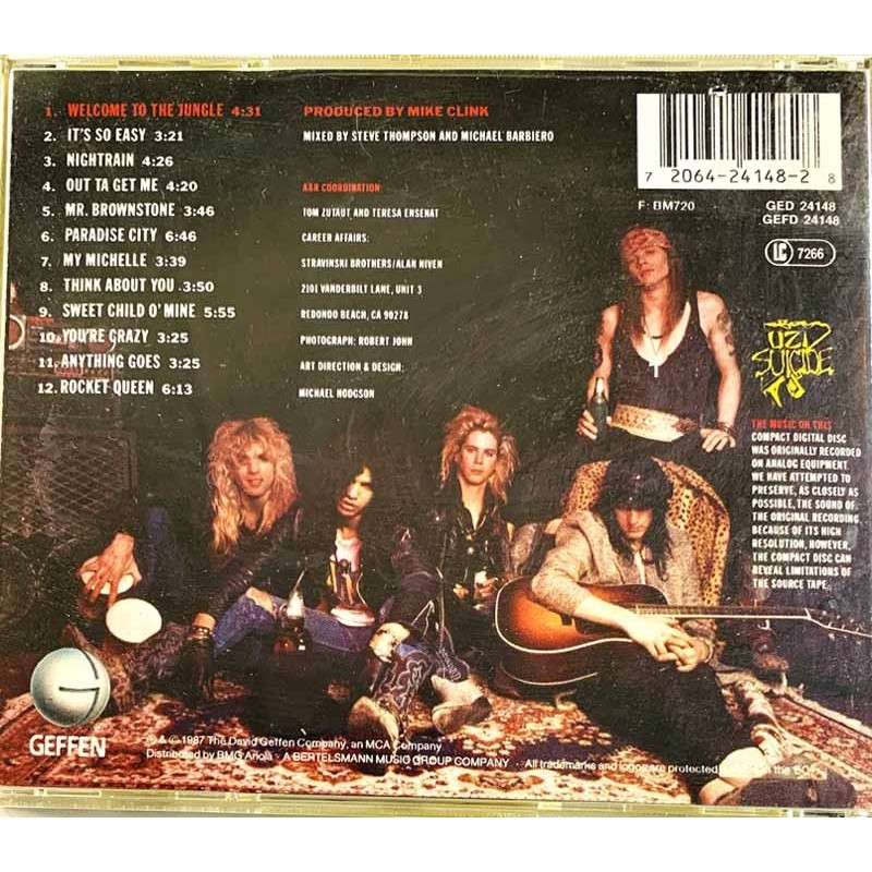 Guns N' Roses CD Appetite For Destruction  kansi EX levy EX CD