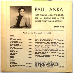 Anka Paul single 7” kuvakannella Paul Anka -59 Suomipainos  kansi EX levy VG+ vinyylisingle