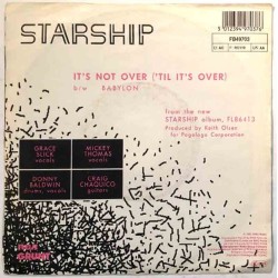 Starship single 7” kuvakannella It's Not Over ('Til It's Over)  kansi VG levy EX vinyylisingle