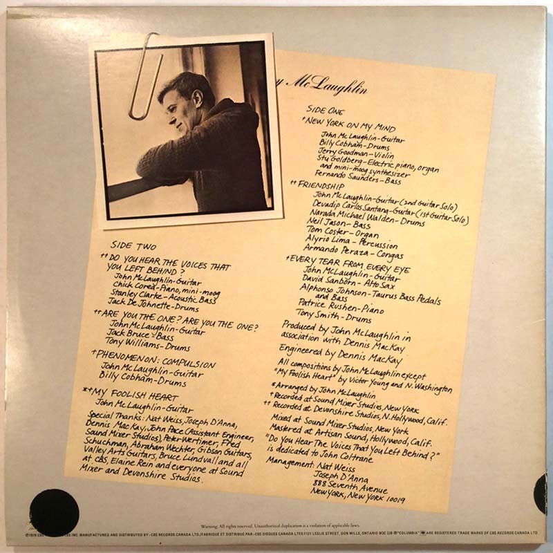 McLaughlin Johnny LP Electric Guitarist  kansi VG+ levy EX- Käytetty LP