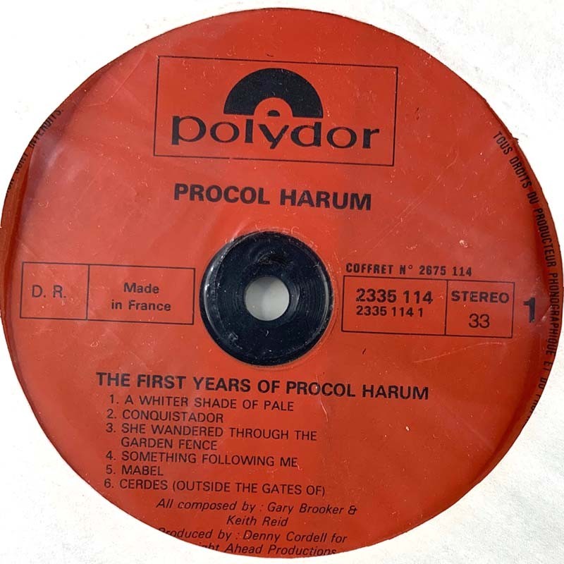Procol Harum: The first years of Procol Harum  kansi Ei kuvakantta levy EX kanneton LP