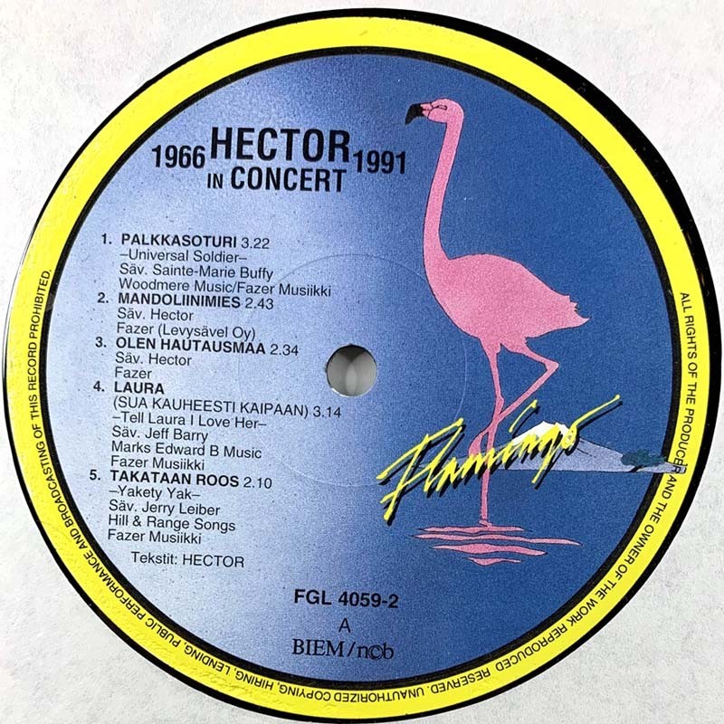 Hector: In Concert 1966-1991  kansi Ei kuvakantta levy VG+ kanneton LP