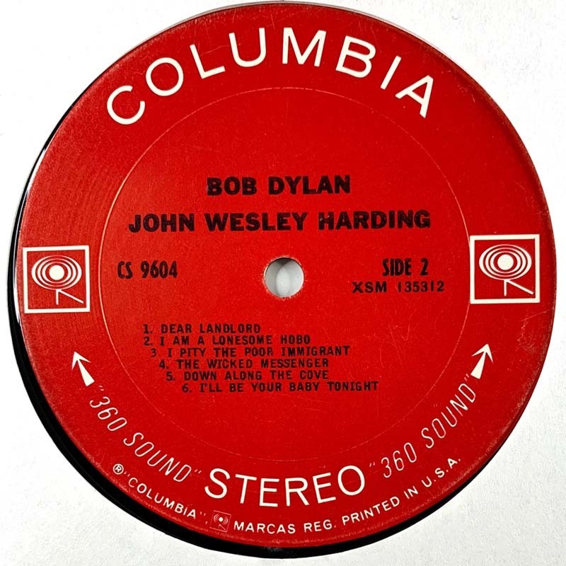 Dylan Bob: John Wesley Harding  kansi Ei kuvakantta levy G kanneton LP