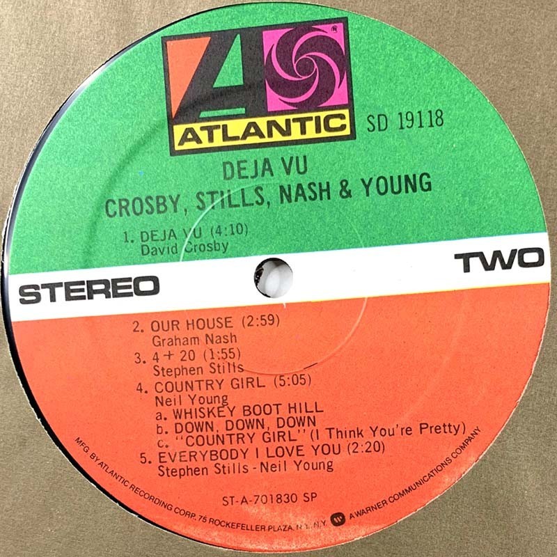 Crosby, Stills, Nash & Young: Deja Vu  kansi Ei kuvakantta levy EX kanneton LP