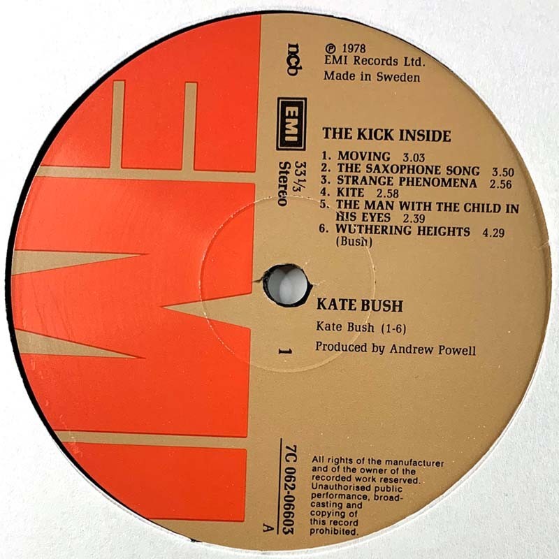 Bush Kate: The kick inside  kansi Ei kuvakantta levy EX kanneton LP