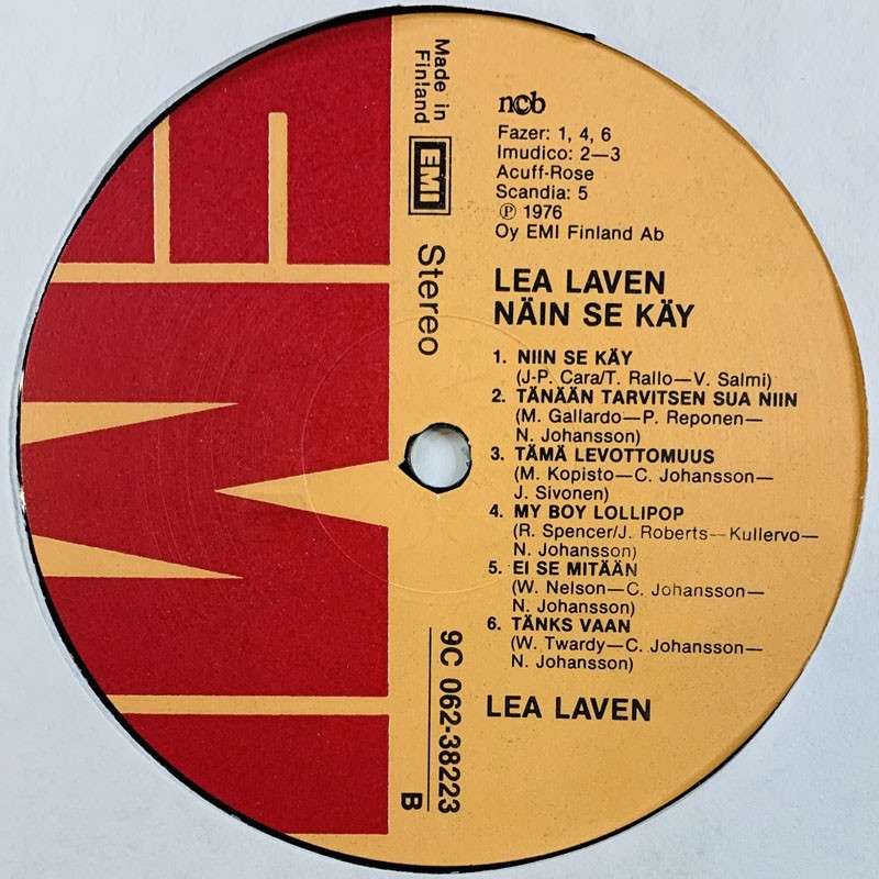 Laven Lea: Näin se käy  kansi Ei kuvakantta levy G+ kanneton LP