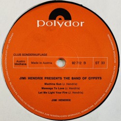 Hendrix Jimi: Presents The Band Of Gypsys  kansi Ei kuvakantta levy VG+ kanneton LP