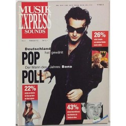 Music Express Sounds 1992 No.Februar Bono,Lou Reed,Michael Jackson