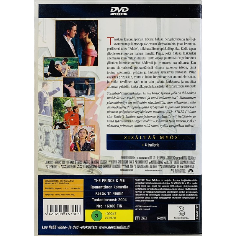 DVD - Elokuva DVD Minä & Prinssi  kansi EX levy EX DVD