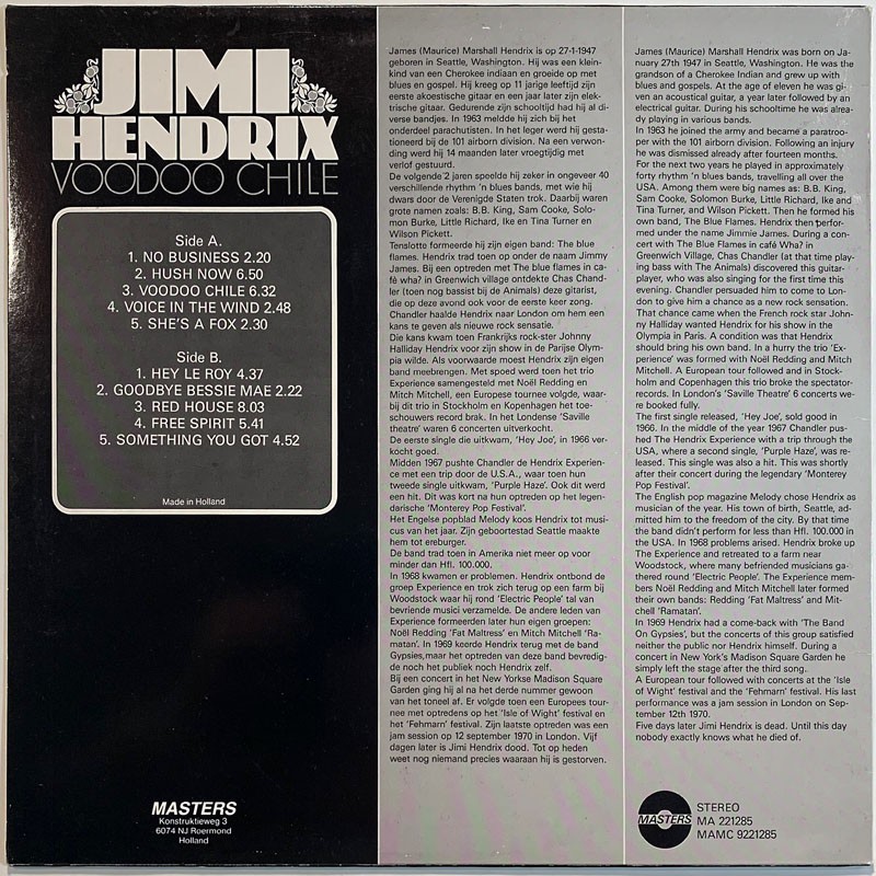 Hendrix Jimi LP Voodoo Chile  kansi EX- levy EX Käytetty LP