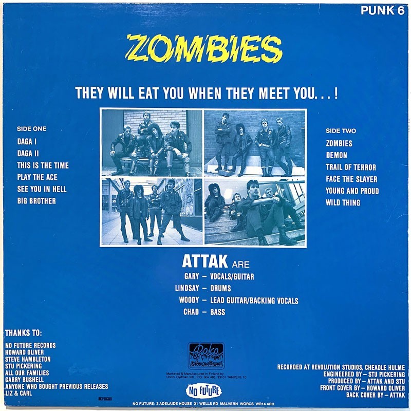 Attak LP Zombies  kansi EX levy EX Käytetty LP