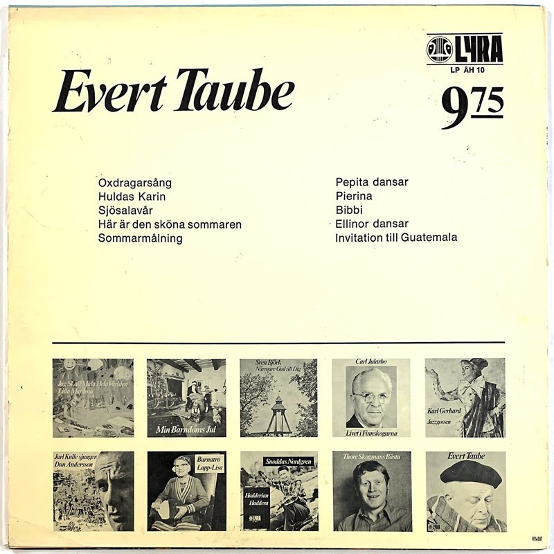 Taube Evert: Evert Taube -70  VG+ / G+ ilmainen tuote bonus LP:nä