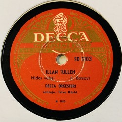 Decca orkesteri Gramofonilevy Balalaika / Illan tullen  kansi paperikansi/muovitasku levy VG savikiekko gramofonilevy