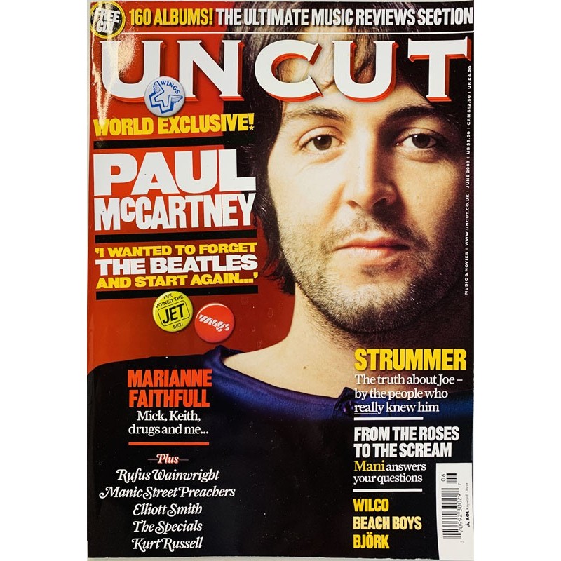 Uncut magazine 2007 June Paul McCartney, Marianne Faithfull, Joe Strummer aikakauslehti