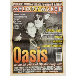 Melody Maker 1995 July 1 Oasis salute 25 years of Glastonbury aikakauslehti