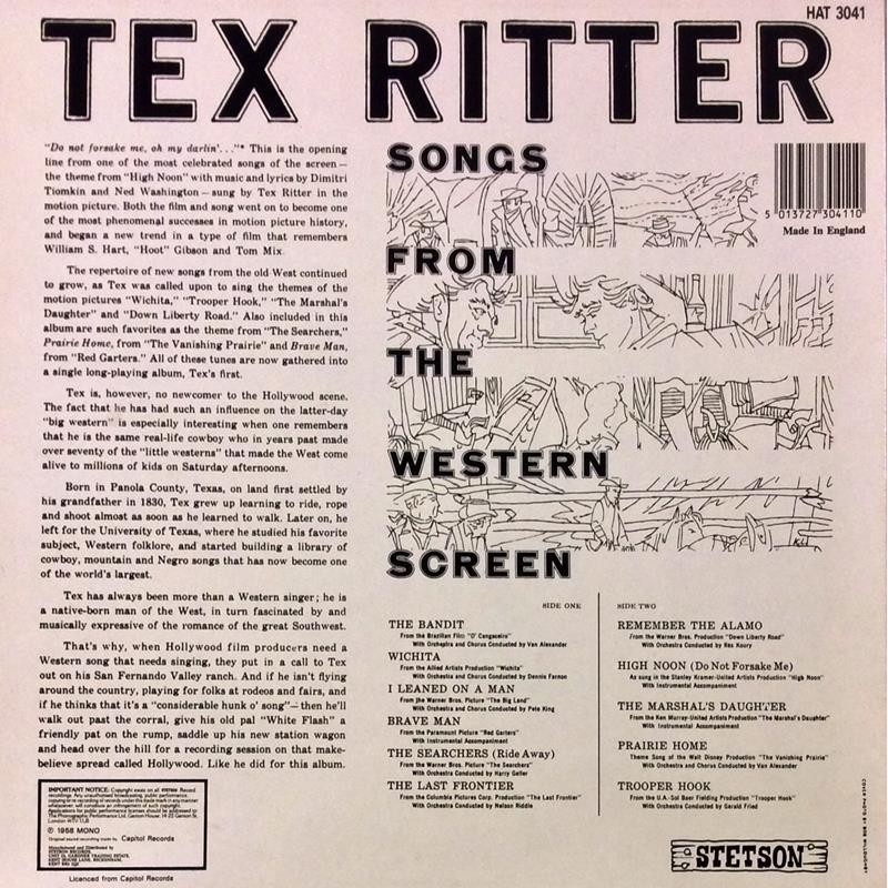 RITTER TEX SONGS FROM THE WESTERN SCENE LP