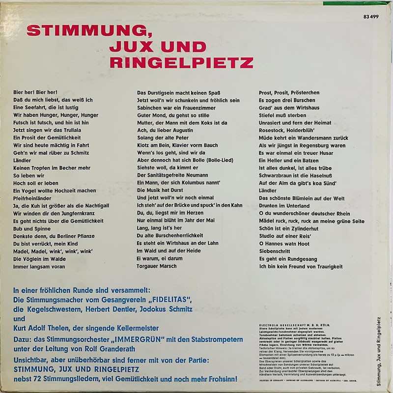 Das Grosse Deutsche Potpourri: Stimmung Jux & Ringelpietz  kansi VG+ levy VG+ bonus LP:nä veloituksetta