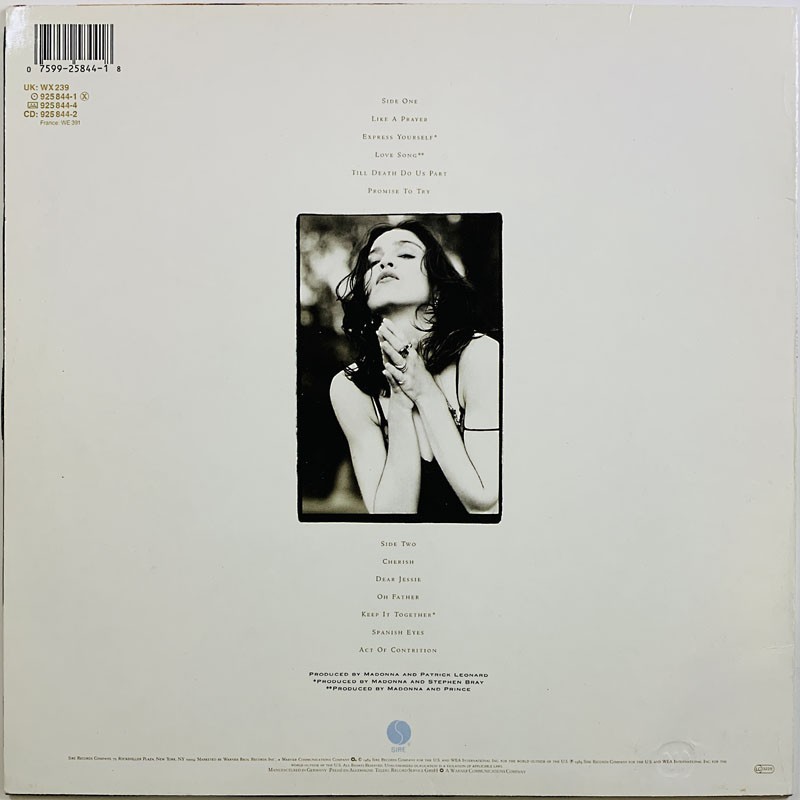 Madonna LP Like a prayer  kansi EX levy EX Käytetty LP