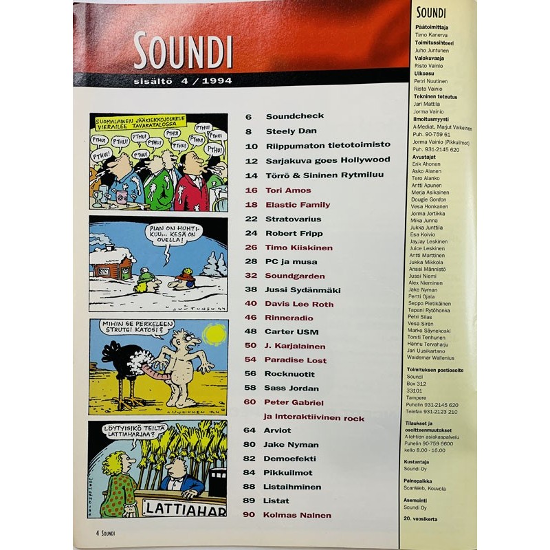 Soundi 1994 4 Soundgarden, David Lee Roth begagnade magazine